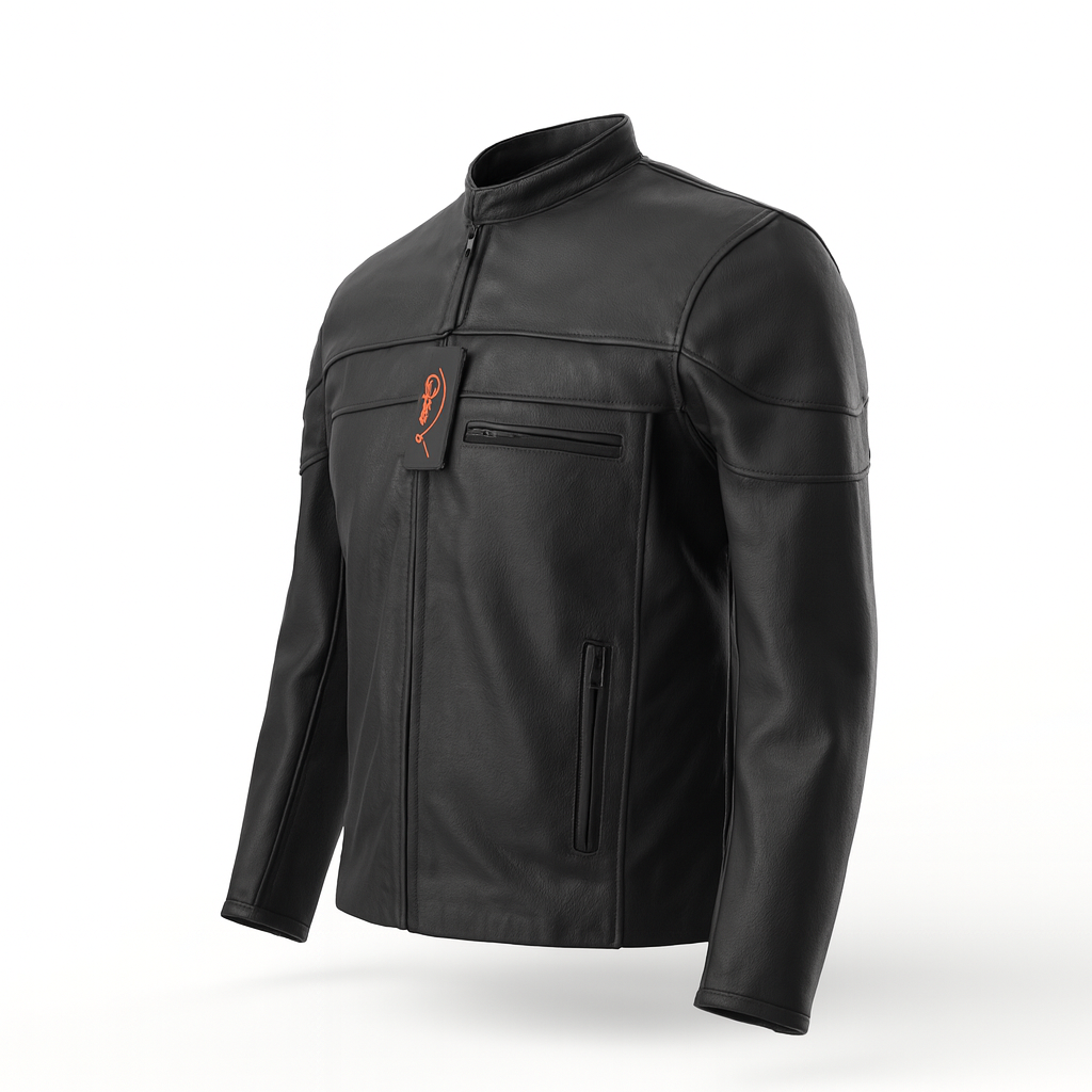 TORQ-X Streamline Racer Leather Jacket - Black