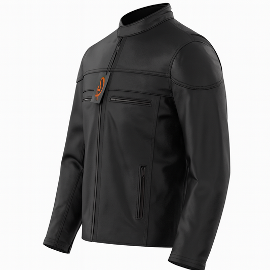 TORQ-X Premium Black Leather Motorcycle Jacket