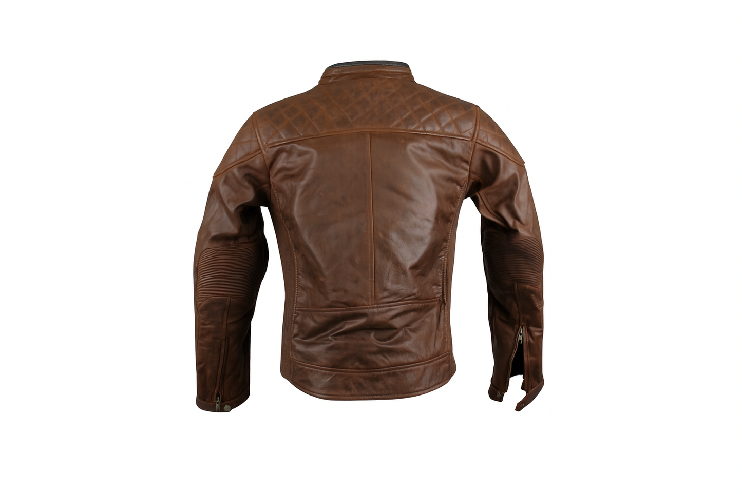 TORQ-X Classic Biker Leather Jacket - Brown
