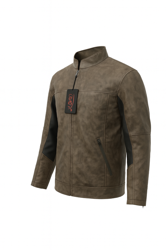TORQ-X Urban Rider Leather Jacket - Brown Suede