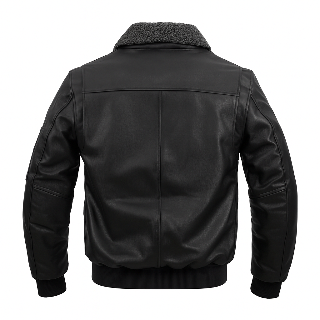 TORQ-X Aviator Flight Leather Jacket - Black