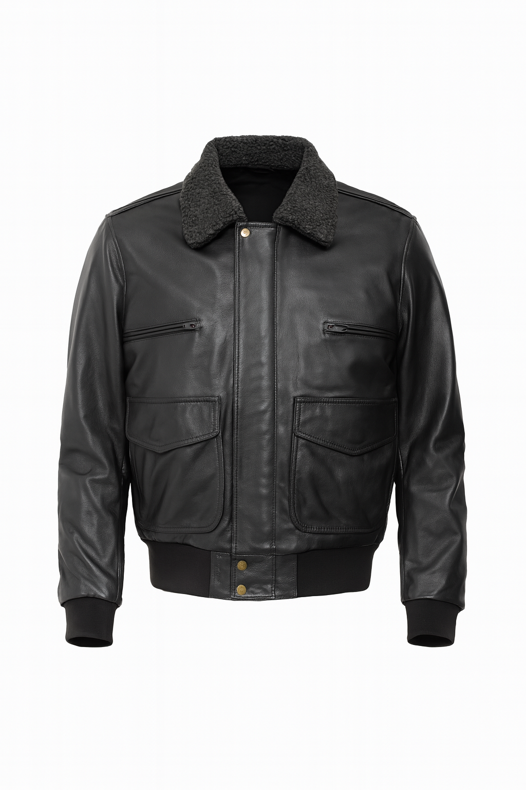 TORQ-X Aviator Flight Leather Jacket - Black