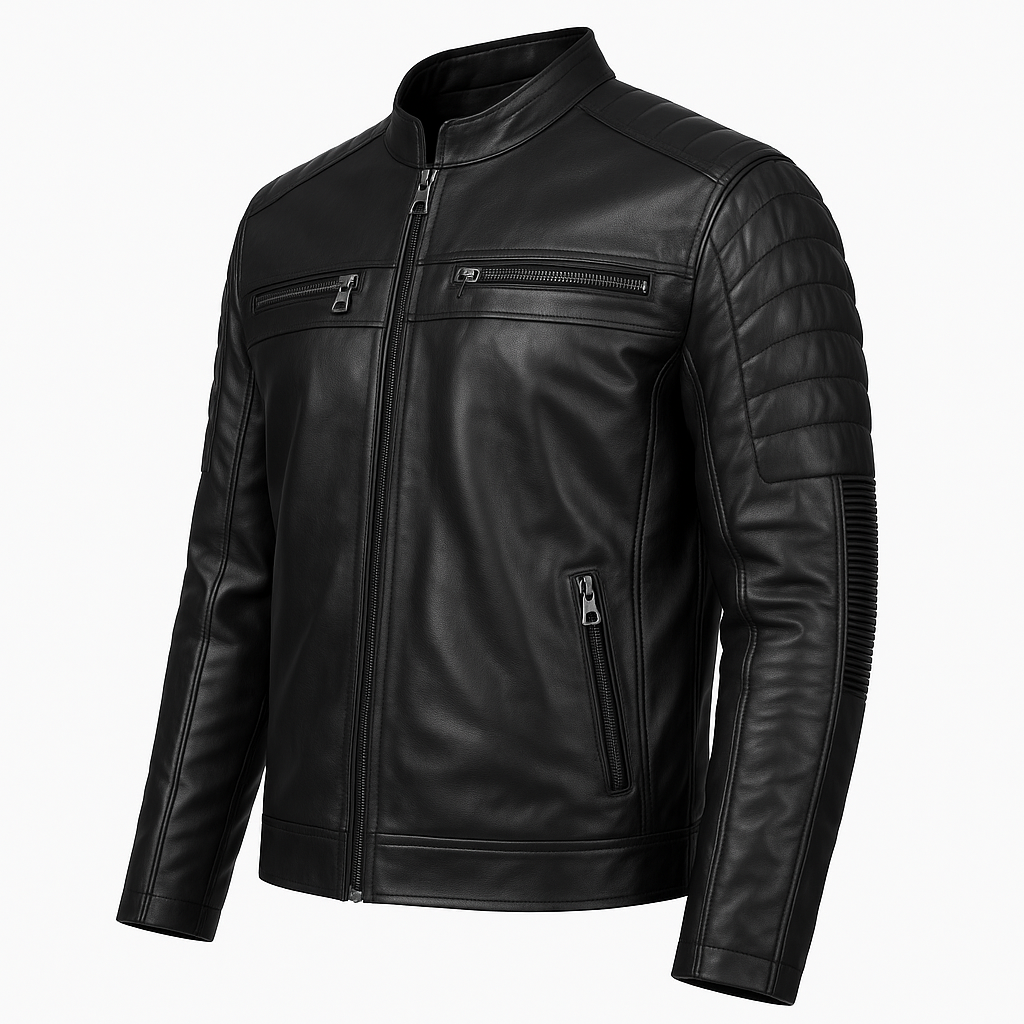 TORQ-X Modern Café Racer Leather Motorcycle Jacket