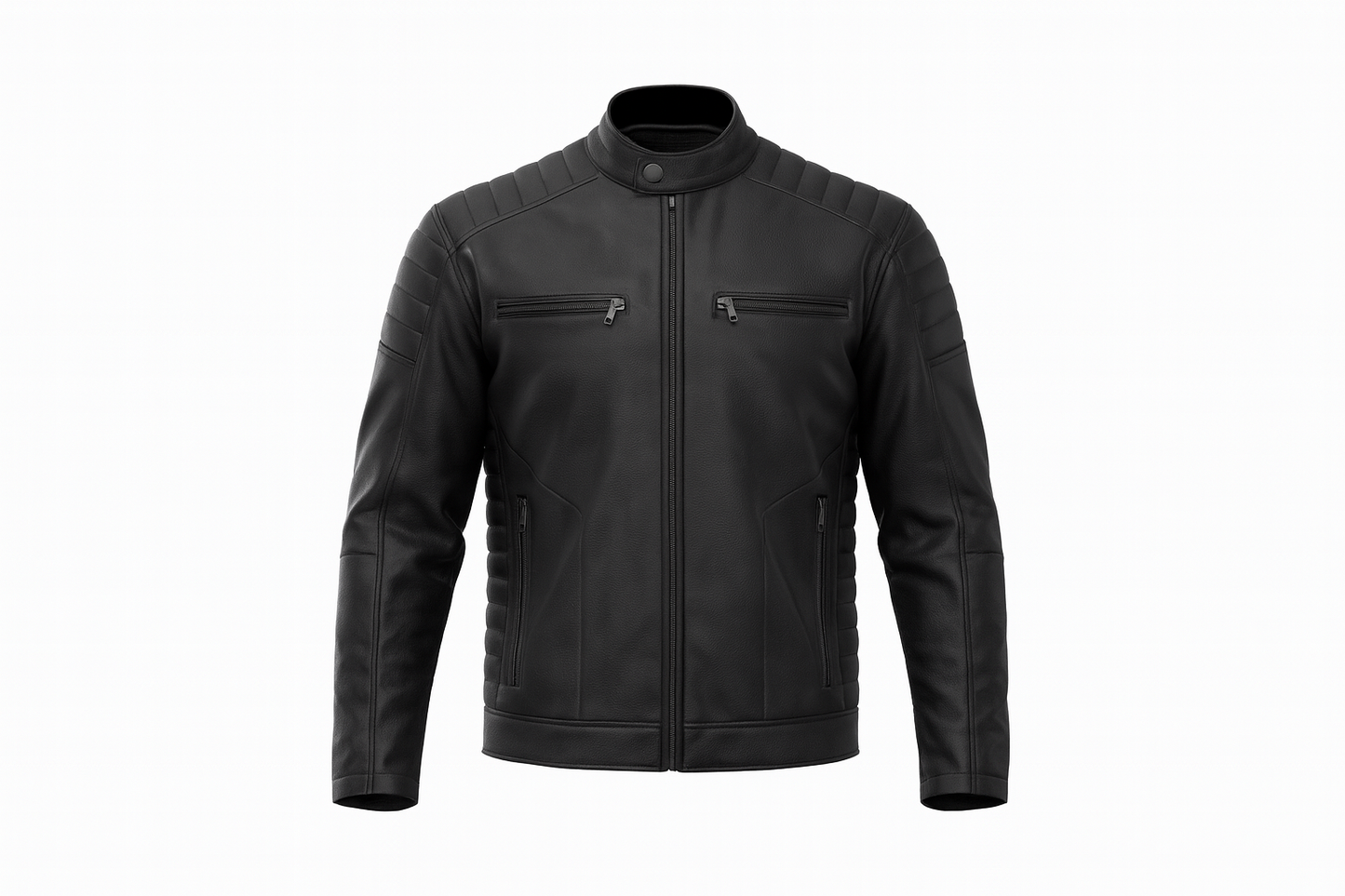 TORQ-X Heritage Cafe Racer Leather Jacket - Black
