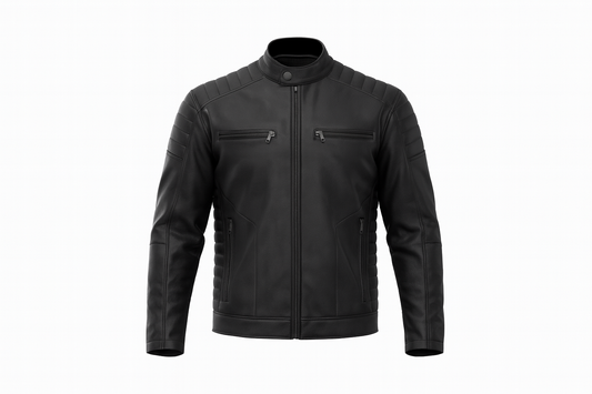 TORQ-X Heritage Cafe Racer Leather Jacket - Black