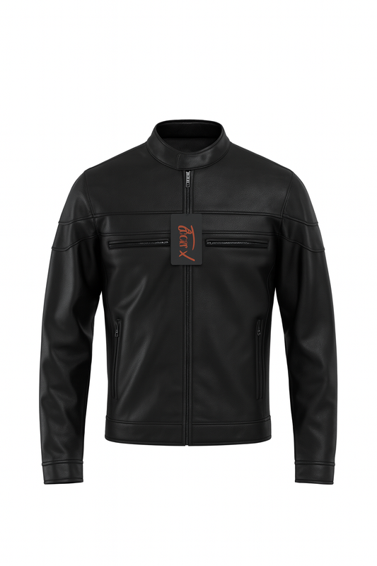 TORQ-X Premium Black Leather Motorcycle Jacket