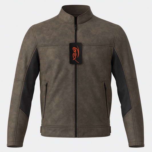 TORQ-X Urban Rider Leather Jacket - Brown Suede